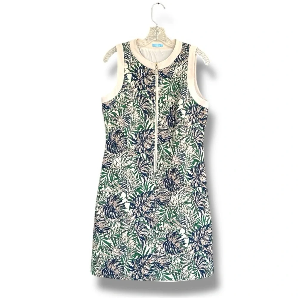 J. McLaughlin Sandra Botanical Jacquard Front Zip Sleeveless Dress Size 8 - Picture 4 of 14